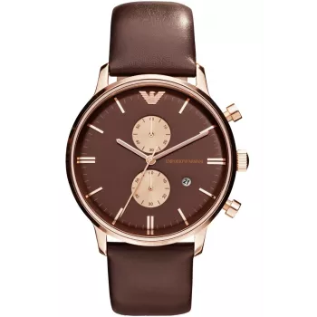 Armani AR0387 vīriešu kvarca hronogrāfa pulkstenis 42mm, brūns ciparnīcas, ādas siksniņa