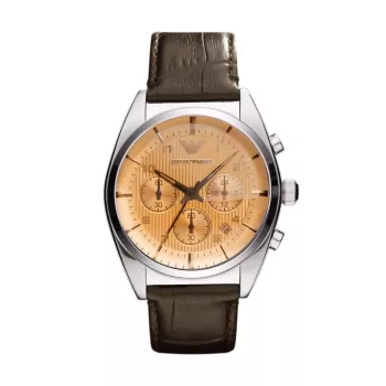 Armani AR0395 Vīriešu kvarca hronogrāfa pulkstenis 43mm ar melnu ādas siksnu
