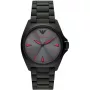 ARMANI AR11393 Vīriešu kvarca analogs pulkstenis 40mm nerūsējošā tērauda korpuss, melna ādas siksniņa
