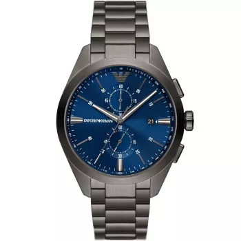 ARMANI AR11481 Vīriešu Luigi Hronogrāfa Kvarca Pulkstenis 43mm Melns Ciparnīca Melna Ādas Siksniņa