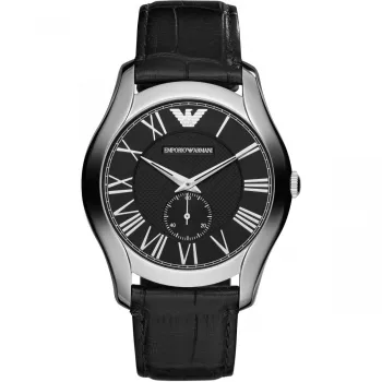 ARMANI AR1703 vīriešu hronogrāfa pulkstenis 43mm melns ciparnīca ādas siksniņa