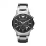 ARMANI AR2434 Vīriešu hronogrāfs ar zilu ciparnīcu un nerūsējošā tērauda rokassprādzi, 43 mm