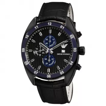 ARMANI AR5916 vīriešu hronogrāfa pulkstenis 42mm melns ciparnīca rozā zelta tērauds un silikona aproce