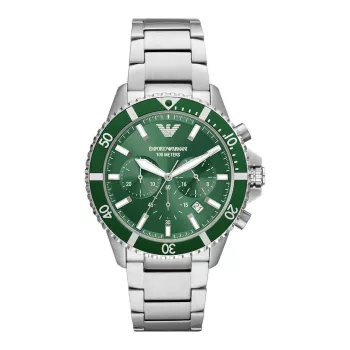Armani Man AR11500 vīriešu hronogrāfa pulkstenis ar hronogrāfu, 43 mm, melns ciparnīca, ādas siksna
