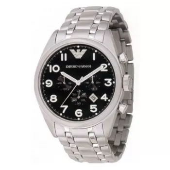 Armani vīriešu AR0508 hronogrāfa pulkstenis 40mm nerūsējošais tērauds melna ciparnīca