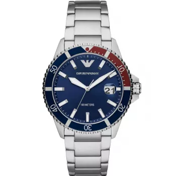 ARMANI AR11339 vīriešu pulkstenis 42mm nerūsējošais tērauds hronogrāfs melns ciparnīca ādas siksniņa