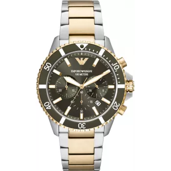 Armani AR11361 vīriešu pulkstenis 42mm nerūsējošā tērauda sieta melns ciparnīca hronogrāfs