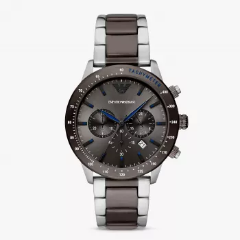 Armani vīriešu Luigi hronogrāfs melna ciparnīca ādas siksniņa pulkstenis AR11391 (43mm)