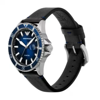 Armani pulkstenis AR11516 42mm nerūsējošā tērauda kvarca hronogrāfs zils ciparnīca