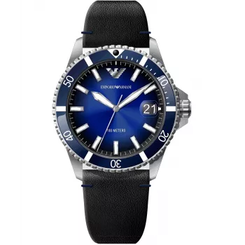 Armani pulkstenis AR11516 42mm nerūsējošā tērauda kvarca hronogrāfs zils ciparnīca