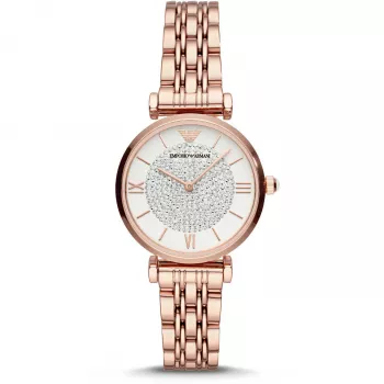 ARMANI sieviešu AR11244 Gianni T-Bar kvarca analogais pulkstenis 32mm rožu zelta tērauds