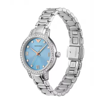 ARMANI sieviešu AR11585 nerūsējošā tērauda kvarca pulkstenis 32mm sudraba ciparnīca