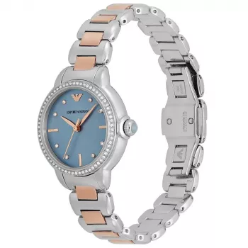 ARMANI Sieviešu Pulkstenis AR11597 32mm Nerūsējošais Tērauds Sudraba Ciparnīca Tīkliņa Siksniņa