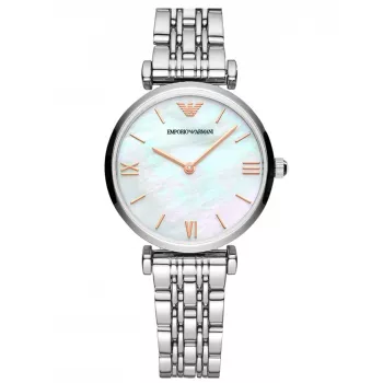 ARMANI Women's AR90004L Quartz Analog Watch 32 mm Rose Gold-tone Stainless Steel Case Brown Leather Strap