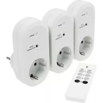 AS Schwabe 24080 bezvadu tālvadības kontaktligzdu komplekts iekštelpām 2300 W, 3 gab., balts