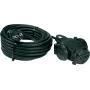 AS Schwabe 60456 10m H07RN-F 3G1.5mm² 3 ligzdu gumijas pagarinātājs ar Schuko kontaktdakšu un savienotāju, IP44, melns
