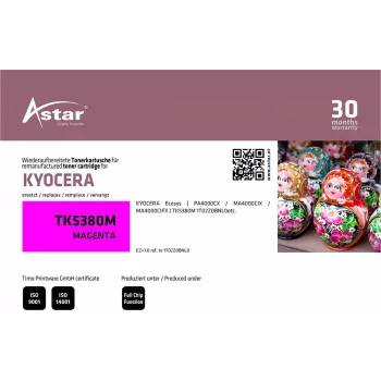 ASTAR AS20406 Kyocera TK-5380M fuksijas krāsas tonera kārtridžs, pārstrādāts, augsta ietilpība, 10 000 lappušu