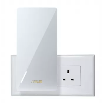 ASUS RP-BE58 Dual-Band Wi-Fi 7 signāla pastiprinātājs, BE3456, 2.4GHz 574Mbps + 5GHz 2882Mbps, 1x Gigabit ports, AiMesh, WPA3, balts, UK kontaktdakša