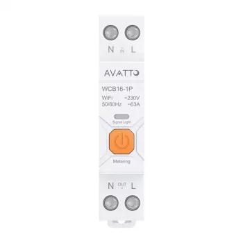 AVATTO WCB16 viedais WiFi automātiskais slēdzis 1P 16A 230V DIN sliedei ar enerģijas uzskaiti