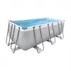 AVENLI Grey Rectangular Frame Pool 400x207x122 cm ar filtru sūkni, kāpnēm un pārsegu