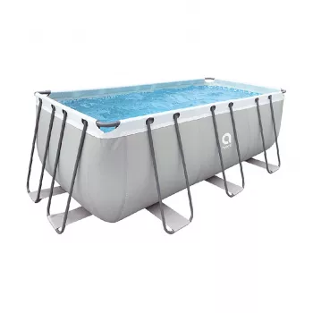 AVENLI Grey Rectangular Frame Pool 400x207x122 cm ar filtru sūkni, kāpnēm un pārsegu