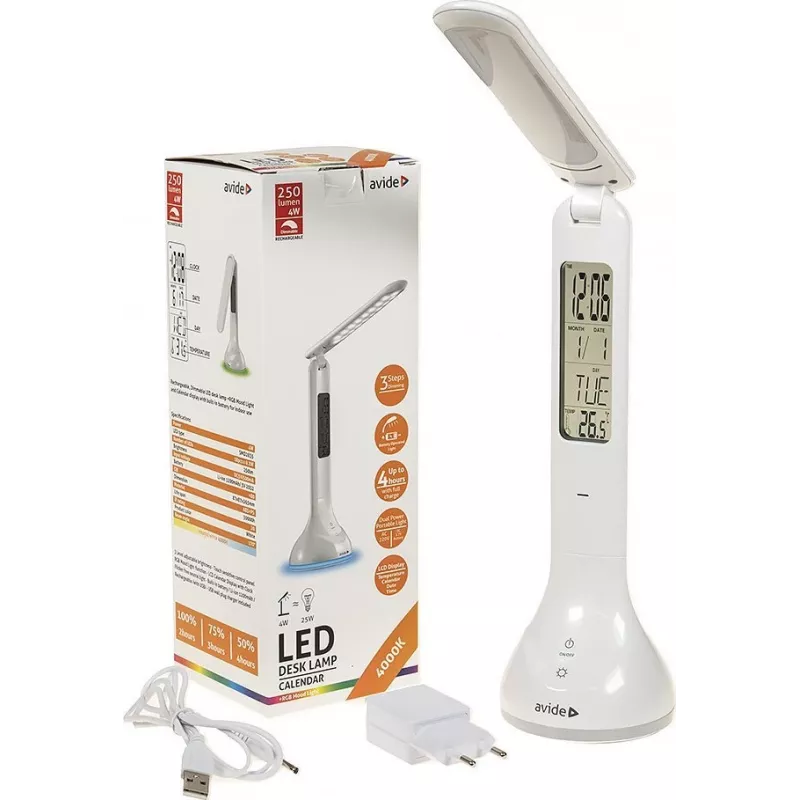 Avide LED galda lampa RGB kalendārs balta 4W 250lm