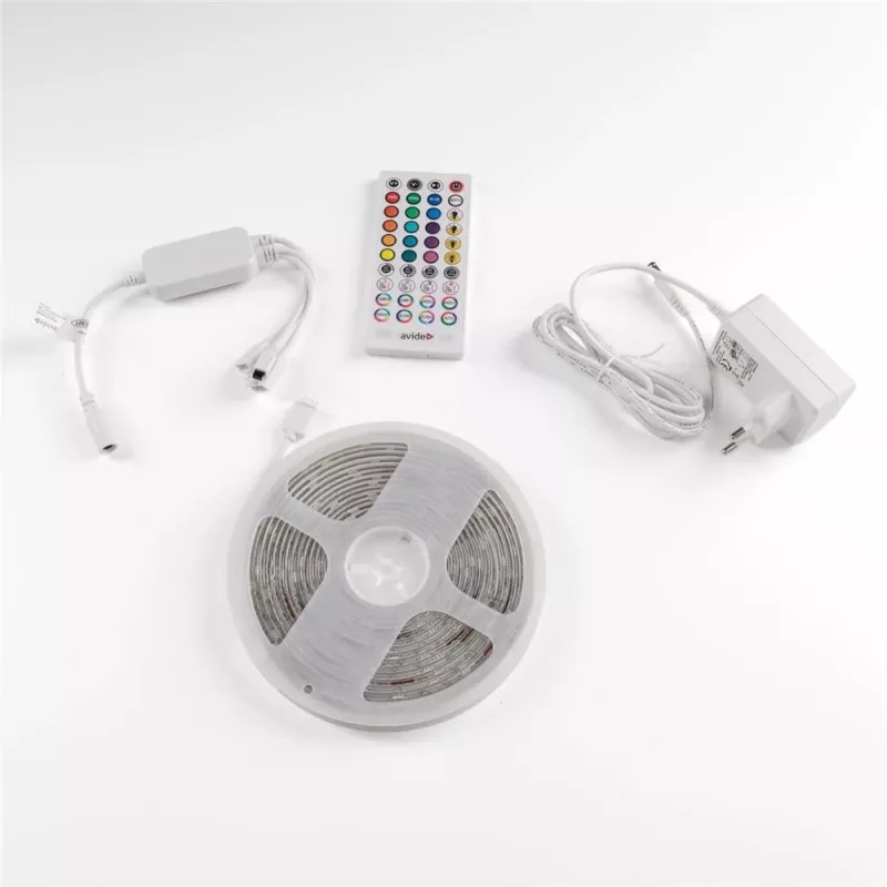 Avide LED Strip Blister 12V 16W RGB 5m ar IR tālvadību