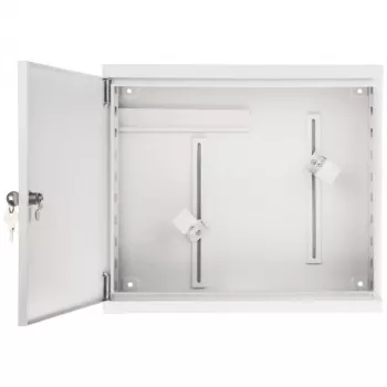 AWO-DVR-2 Tērauda sienas montāžas korpuss DVR/NVR, 430 x 380 x 115 mm, pelēks (RAL 7035), atslēgas slēdzene, IP20