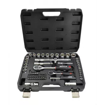 AWTOOLS 72-daļīgs 1/2 collas un 1/4 collas piedziņas uzgriežņu atslēgu komplekts BLACK LINE