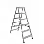 AWTOOLS AW23029 Alumīnija saliekamās kāpnes ar platformu, 6 pakāpieni, 150 kg, EN 131, Sudraba