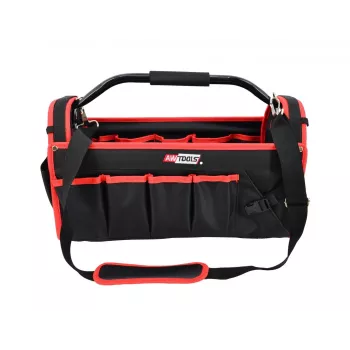 AWTOOLS AW30661 Instrumentu kaste, 480 x 250 x 250 mm, triecienizturīgs polipropilēns, melna ar sarkanām detaļām, metāla aizdare, slēdzenes cilpa, salokāms rokturis, 2 vāka organizatori