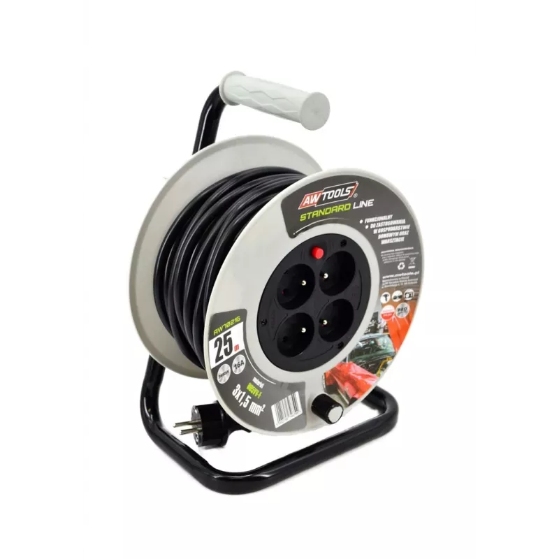 AWTOOLS AW70217 Pagarinātājs 25m 4 Kontaktligzdas IP44 3680W