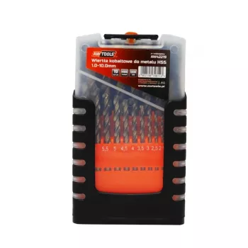 AWTOOLS Cobalt metāla urbju komplekts 19 gab. 1.0-10.0mm HSS-Co M35 DIN 338