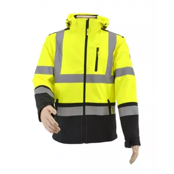 AWTOOLS Softshell jaka T3 augstas redzamības atstarojoša XL Yellow/Black