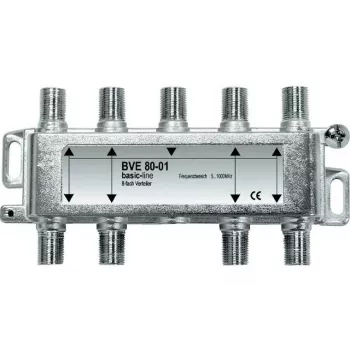 AXING BVE 8-02 8-Virzienu F-Tipu Sadalītājs 5-2400 MHz, 75 Ohm, Cinka Lieta Korpusā
