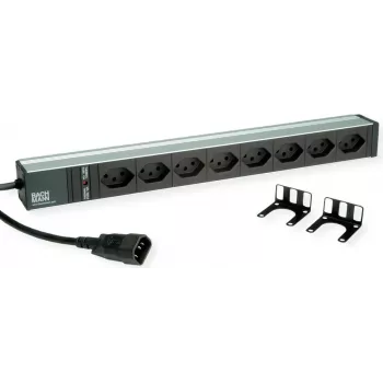 Bachmann 19 collu 1U 8 ligzdu C13 90° leņķa PDU ar C14 ieeju, 2m kabelis (800.4023)