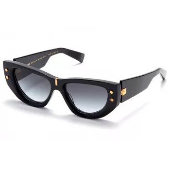 Balmain BPS-151A-55 sieviešu saulesbrilles, melns acetāts, pelēkas polikarbonāta lēcas, 55 mm