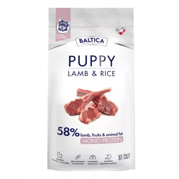BALTICA Nutraceutic kucēnu barība ar jēru un rīsiem, mono sausā suņu barība 3 kg