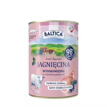 Baltica Smaki Regionów Pieaugušo kaķu barība ar jēru, 400g bundža