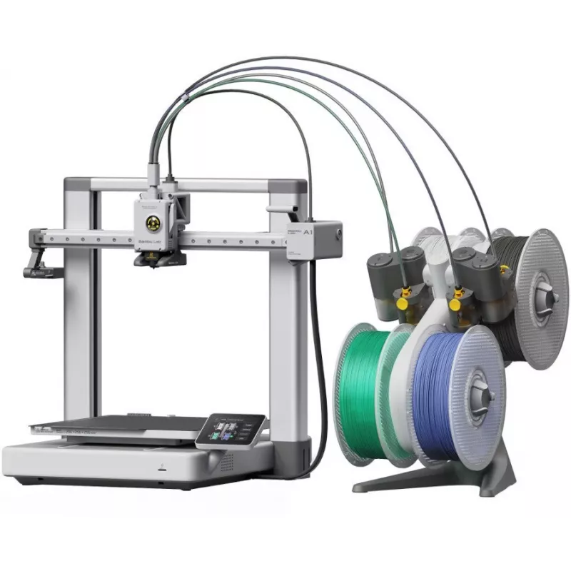BambuLab A1 Combo 3D Printer with AMS Lite, FDM, 256x256x256mm, 500mm/s, Wi-Fi, Black