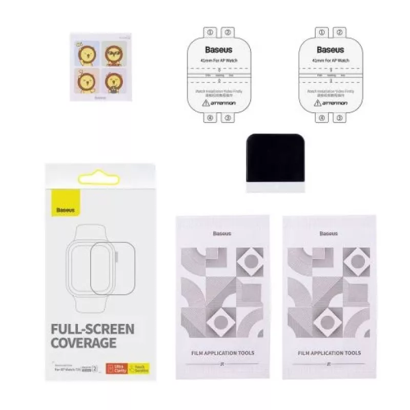 Baseus 41mm NanoCrystal aizsargplēve Apple Watch 7/8/9, 2 iepakojumā, Caurspīdīga