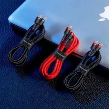 Baseus Cafule USB-C uz USB-C PD 2.0 60W ātrās uzlādes kabelis, 2m, sarkans (CATKLF-H09)