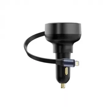 Baseus Auto Lādētājs Enjoyment Pro Ātrais Lādētājs Type-C Sievišķais, Lightning Vīrišķais (0,75m) Iebūvēts Izvelkams Kabelis, 55W Melns EU