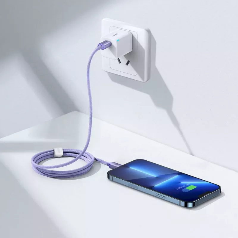 Baseus Crystal Shine Series USB-C to Lightning Fast Charging Data Cable 20W 1,2m Purple (CAJY000205)