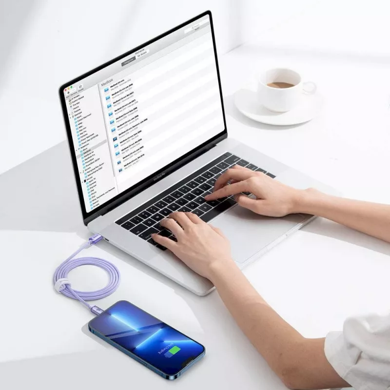 Baseus Crystal Shine Series USB-C to Lightning Fast Charging Data Cable 20W 1,2m Purple (CAJY000205)