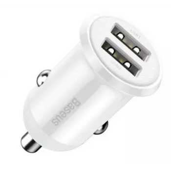 Baseus Grain Pro Auto Lādētājs 2x USB 4.8A Balts