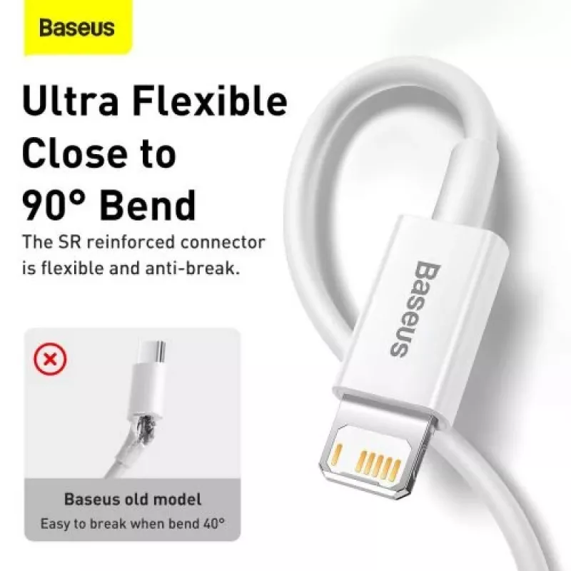 Baseus Superior Series Lightning kabelis, ātrā uzlāde, dati 2.4A, 1,5m balts (CALYS-B02)