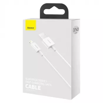 Baseus Superior Series Lightning kabelis, ātrā uzlāde, dati 2.4A, 1,5m balts (CALYS-B02)