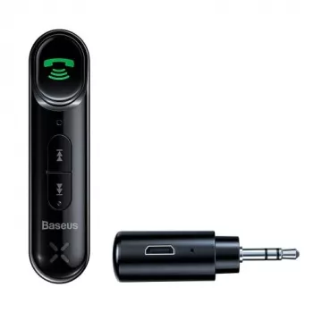 Baseus WXQY-01 Bluetooth 5.0 automašīnas AUX uztvērējs ar Micro USB uzlādi – 10m darbības rādiuss, 145mAh, melns