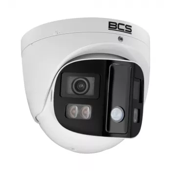 BCS 4MP IP kupola kamera ar AI perimetra aizsardzību, 2,8mm fiksēts objektīvs, PoE, IP67, IK10, balta